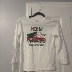 Polo by Ralph Lauren Kids White Long Sleeve Tee with Red Truck Graphic